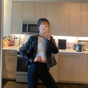 Cotton on leather jacket